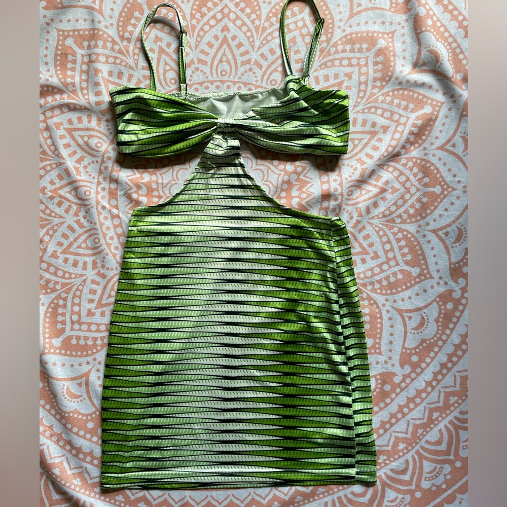 Printed stretch cutout bodycon minidress